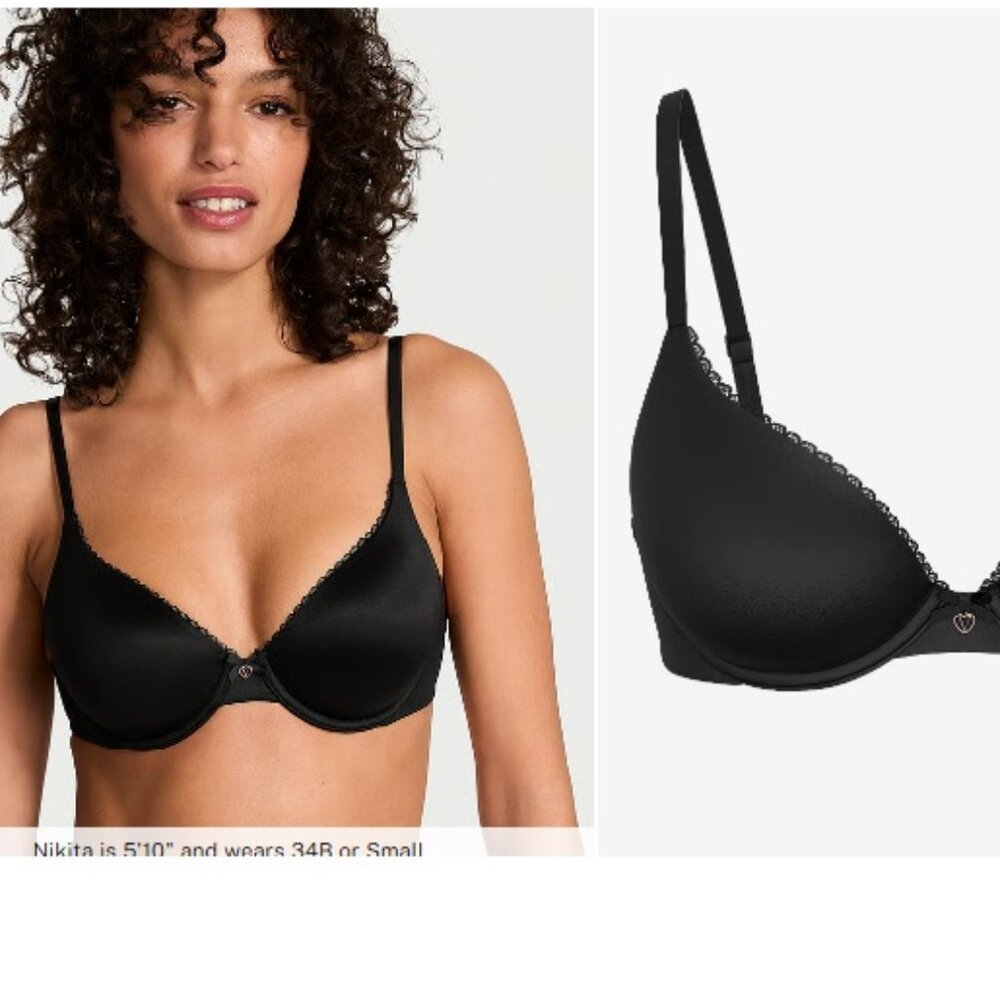 2 Victoria's Secret Body By Victoria Lined Perfect Coverage 36DDD Bras Black